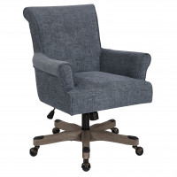OSP Home Furnishings MEGSA-MC3 Megan Office Chair in Navy Fabric with Grey Wash Wood